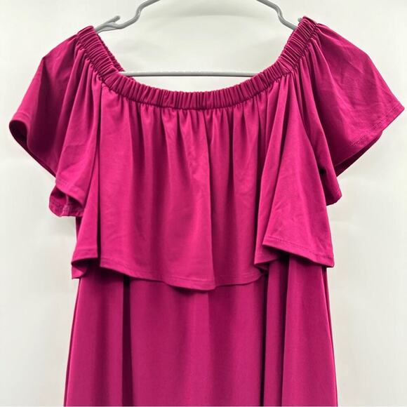 RTR Rosie Pope Luisa Dark Pink Off The Shoulder Mini Maternity Dress Sz‎ S - Picture 3 of 10